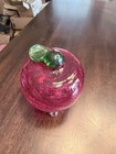 Red Crackle Glass Apple Fruit Fly Trap Footed Bug Catcher Trap