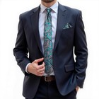  Mens Tie Set Silk Solid Paisley Necktie And Pocket Square 06 Paisley Teal