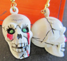 Vtg Skull Head Dangling Earrings Goth Creepy Spooky Halloween Costume Jewelry