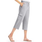 Collections Etc Drawstring Cargo Pocket Knit Casual Capri Pants  Teal  Med