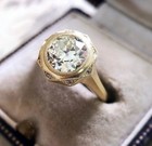 Art Deco Style Lab Created Diamond 14k Yellow Gold Fn Vintage Engagement Ring