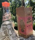 Rare Mcm Vtg Libbey Duchess Glass Carafe W  Lid   Box Pink Gold Floral Decanter