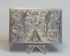 19c russian 84 Silver Banded Agate K faberge Business Card Box Case Foliate Back