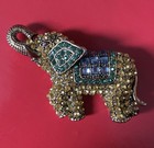 Rhinestone Elephant Brooch Pin Metal With Colored Stones