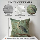 Chinoiserie Heron Pillow Cover 18x18 Double-sided  Vintage Oriental Blue Hero   
