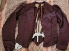 Antique Victorian Bodice Jacket 1880s Burgundy Silk Velvet Boned Petite Youth Sz