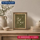 Vintage Gold Framed Birds Wall Art botanical Green Antique Painting Canvas   No-