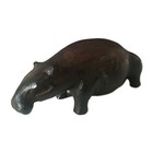 Hand Carved   Hard Wood Hippo Figurine Miniature Hippopotamus Safari 3 5      1 5 
