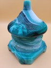 Vintage Imperial Glass Green Slag Glass Beehive Covered Jar