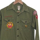 Vtg Boy Scouts Of America Official Sanforized Long Sleeve Shirt Patches