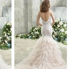 Badgley Mischka Elyse Wedding Dress Size 10 Mermaid Lace Bridal Gown Nude Ivory