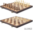 Magnetic Wooden Chess And Checkers Game Set  15 Inches  2 In 1  Chess Board Game