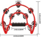 Cee 4 Pack 10 Double Row Tambourine  Half Moon Musical Tambourine 20 Metal Ji   