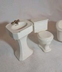 Dollhouse Miniature Vintage White Ceramic Bathroom Set Imperfect