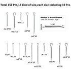 150pcs 304 Stainless Steel Cotter Pins  Cotter Pins Assortment Set  Hitch Pin   
