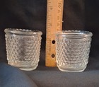 Vintage Clear Pressed Glass Hobnail Votive Candle Toothpick Holders Pair Decor