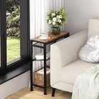 Small Side Table For Small Space  3-tier Narrow End Table With Magazine Holder s