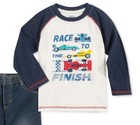 Kids Headquarters Baby Boys 12m Blue 2 Piece Race Tshirt   Denim Joggers Set Nwt