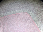 Vintage White Chenille Daisy On Pink Fabric Bedspread W  Fringe 100x94 Cutter