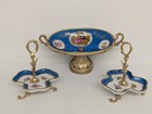 Antique Ak France Limoges Cobalt Blue Gilt Porcelain 3 Pc Set Klingenberg C1900