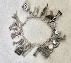 Vtg 800 Silver Charm Bracelet 900 Charms Travel Italy Europe Gondola Eiffel 50g