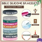 200 Pcs Religious Silicone Bracelets Bulk Christian Scripture Rubber Bracelet
