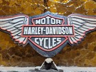 Vintage Harley-davidson Sign Cast Iron Metal Motorcycle Dealer Sales Wing Cycles