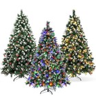 Christmas Tree With Stand 5ft 6ft 7ft Deluxe Xmas Snow Flocked Berries pinecones