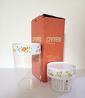 Vintage Nib Clear Pyrex See   Store Canister Set Wildflowers 2 And 1 Quart Sz