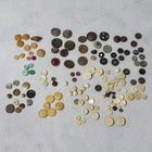 Buttons Clothes Old Vintage Antique Mix Bundle Lot 130  Pcs Bakelite Metal Mcm