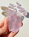 3pcs Set Rare Purple Kunzite Crystal Heart Chakra Stone Unconditional Love Decor