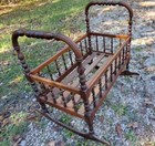 Antique Jenny Lind Spindle Style Walnut   Baby Cradle bassinet
