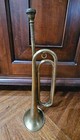 Vtg Brass U s Regulation Bugle Horn Instrument W  Mouthpiece Military 18 - A54