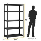 5-tier Steel Shelving Unit - Heavy Duty  Adjustable  Support Rods   Black Rack