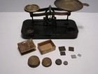 Antique Brass Balance Scale With Weights