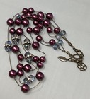 Coldwater Creek Burgundy Station Illusion Station Necklace Blue Ab Glass Beads