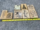 New Lot 8 Rubber Stamps Christmas Winter Wood Block Mount Holiday Snowman Tree