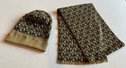 Michael Kors Mk Signature Knit Tan   Black Hat And Scarf Set One Size