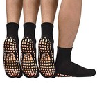Men Non Slip Sticky Grips Socks -  3 Pairs Tile Wood 10-13 Black black black