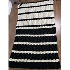 Gorgeous Black   Creamy White Granny Square Crochet Afghan Blanket Throw 44 x77 