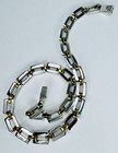 Taxco 925 Sterling Silver 2-tone Chunky Gate Link Necklace 17  Mexico