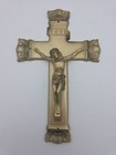 Vintage Heavy Jesus Crucifix Wall Hanging Or Casket Decor Cast Metal Dixline B2