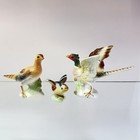 Vintage Set Of 3 Bone China Miniature Pheasant Family Figurines Japan 1960   s