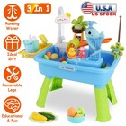 3-in-1 Water Table For Kids Outdoor Playset With Fishing Game Role Play Sink Set