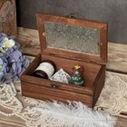Vintage Wooden Storage Box With Glass Lid  Keepsake Small 