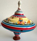Vintage Large Tin Lithograph Spinning Toy Top Occupied Zone Germany Ohio Art