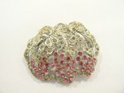 Beautiful Vtg Art Deco Pink Rhinestone Figural Grape Vine Brooch   Pin