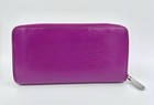 Vintage Louis Vuitton Zip-around Wallet Purple Solid Logo Zipper Leather