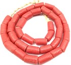 Ghana African Matched Opaque Red Cylinder Recycled Glass Trade Beads-ghana