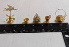 Vintage Solid Brass Dollhouse Miniatures Lot - 5-piece Collectible Set 1 12